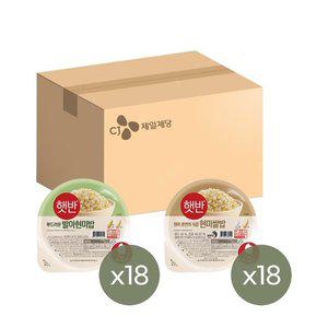 햇반 발아현미밥 210g x18개+현미쌀밥 210g x18개