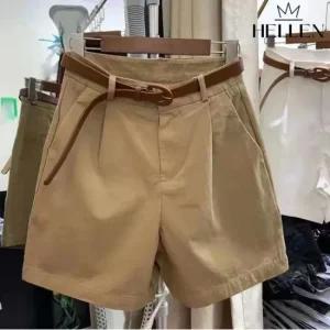 [헬렌] 심플 핀턱 벨트 하프 숏 팬츠 셀린보이반바지 O-381