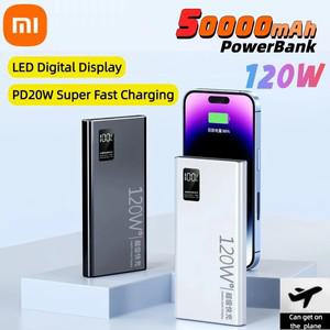 Xiaomi 120W 50000mAh 대용량 PowerBank PD22.5W IPhone 초고속 충전 LED 디지털 디스플레이 외장 배터리