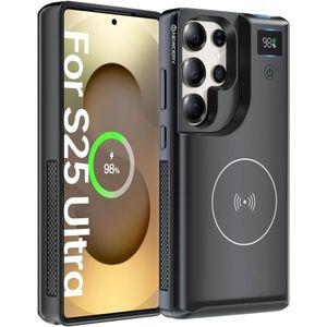 NEWDERY 삼성 갤럭시 S25 울트라 배터리 케이스 6.9인치, LED 디스플레이, Qi 무선 충전기, 20W USB C 고속