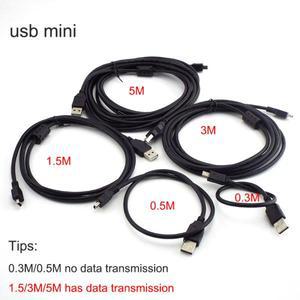 T포트 5핀 미니 USB 데이터 충전 케이블 0.3M 0.5M 1.5M 3M 5M USB 2.0 고속 충전기 MP3 MP4 플레이어 차량