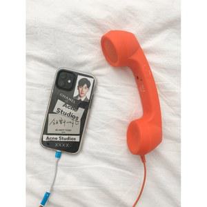레트로 핸드폰 전화기 마이크 설렘 텔레폰 이어폰 있는 빈티지전화기