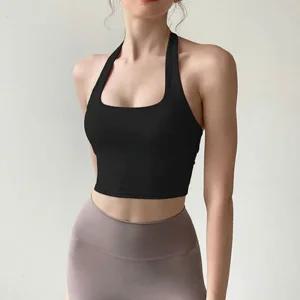 백오픈 홀터넥 브라탑 요가 운동복 뒷셔링 민소매 2색 빽리스탑