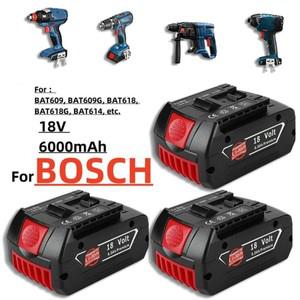 Bosch BAT609 BAT618 18V 6.0Ah 충전식 리튬 이온 배터리(충전기 포함 전기 드릴용)