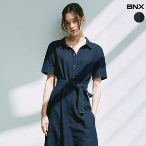 여성 셔츠 카라 박스 데님 원피스