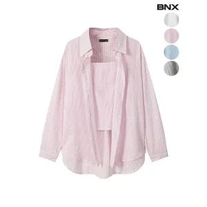 BNX 여성 지짐이 스트라이프 셔츠 세트 P397306133