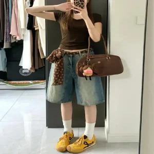 여성 데님 반바지 여름 하이웨이스트 루즈핏 와이드 5부팬츠 시원한 착용감 데일리룩