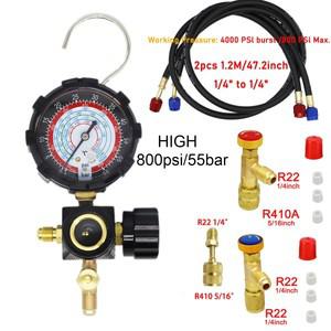 R134A 로우 사이드 압력 게이지 R410A R22 R404A 공기 상태 냉매 충전용 제어 밸브가 있는 단일 매니폴드