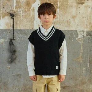 [보리보리/올리반]포인트라벨니트베스트(블랙)