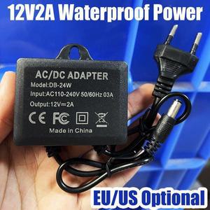 안전장갑 12V2A 방수 IP66 카메라 전원 AC 실외 100V-240V 컨버터 2000mA LED 공급 EU 미국 플러그 5.5mm x