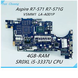 V5MM1 LA-A001P NBM9U11002 NB.M9U11.002 메인보드 Acer 아스파이어 R7-571 R7-571G 노트북 i5-3337U CPU 4