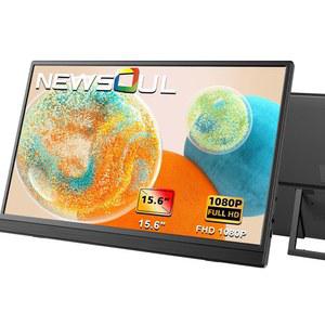 NEWSOUL 15.6인치 휴대용 모니터, IPS HDR 1920X1080 FHD 아이 케어 여행용 화면 USB C 게이밍 듀얼 스피커 외장 모니터 HDMI 타입 VESA 노트북 PC폰용