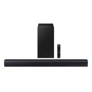 삼성 HW-C450 2.1ch 사운드바 w /DTS 버추얼 X, 서브우퍼 포함, 베이스 부스트, 어댑티브 사운드 라이트, 게임 모드, 블루투스, 무선 서라운드 호환(최신 모델), 블랙