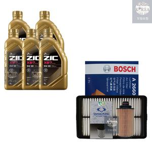 SK지크 뷰티풀 코란도 1.6 디젤 지크 X9 FS 5W30 5L 엔진오일+필터 세트 3009-2660