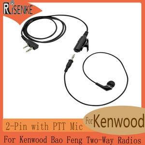 RISENKE 연결 해제 헤드셋 PTT 마이크가 있는 2 핀 인이어 워키토키 이어피스 Kenwood BaoFeng 양방향 라디