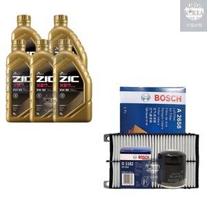 SK지크 그랜저 IG 2.4 가솔린 지크 X9 FS 5W30 5L 엔진오일+필터세트 1182-2658