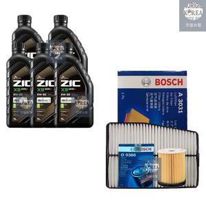 SK지크 쏘렌토 MQ4 1.6 하이브리드 지크 X9 제로 0W20 5L 엔진오일+필터 세트 0380-3031