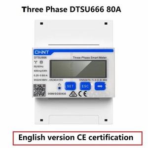 DTSU666 80A 전기 에너지 미터 3상 4선 가이드 레일 유형 CHINT 영어 인버터 RS485