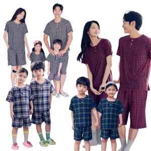 여름 가족 커플 냉장고 냉감잠옷 체크 빅사이즈 주니어 아동
