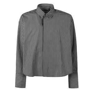 24SS 아미 스트라이프 크롭 셔츠 블랙 USH131 C00066 0013