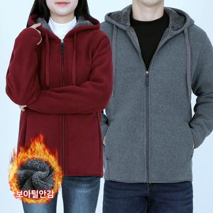 겨울 후리스 집업 후드 보아 경량 상의 보온 내피 방한복 바람막이 기모 외투 겉옷 패딩 자켓 발열 뽀글이 커플 빅사이즈