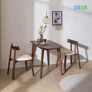 [SASA]사사가구 폴인 반타원형 1200 2인 월넛 원목 식탁세트(테이블+의자2)