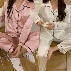 실크잠옷세트 홈웨어 셔츠 사계절 파자마 나이트가운  8363288)