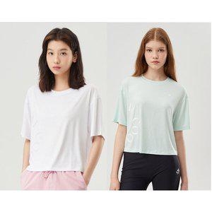 [르꼬끄](대전신세계)[60% OFF] 여성 슬럽 크롭 레터링 반팔티 (QP122ORS23)