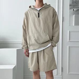 아노락 바람막이 점퍼 캐주얼 자켓 무지 아노락 후드점퍼 남성 상하의세트 남자 후드긴팔세트