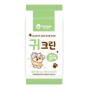 [펫크린] 귀 안심케어 크린티슈 30매 / 강아지티슈 /