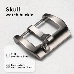 가죽시계줄  해골 시계 버클 316L 스테인리스강 18mm 20mm 22mm 블랙 로즈 골드 가죽 스트랩 걸쇠