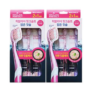 엘지 히말라야 핑크솔트 담은 약한 잇몸케어 칫솔 부드러운 초극세모 3입 2개 양치