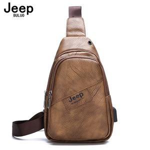 JEEP BULUO 남성용 체스트백 가죽 다크 브라운 패션 숄더 크로스바디 슬링백 대학생 야외 여행 하이 퀄리티