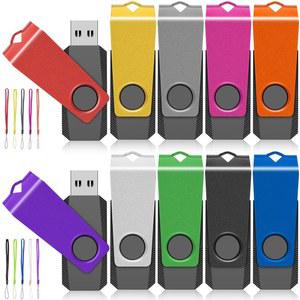 USB 플래시 드라이브 10팩 16GB - AGECASH 2.0 엄지 스틱 점프 지퍼 드라이브, 데이터 저장 및 전송용 메모리 펜드라이브(다색) 10PCS 랜야드(다색)