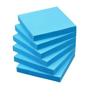 스티커 메모 3x3 밝은 색상의 셀프 스틱 패드, 사무실, 학교, 가정용으로 쉽게 게시할 수 있는 패드 6개 /팩, 100매 /패드(블루)