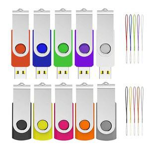 16GB USB 플래시 드라이브 10팩, ABLAZE 2.0 메모리 스틱, 랜야드 스위블 엄지 벌크 U 디스크 펜드라이브 점프 Zip 드라이브(16GB, 믹스컬러)