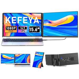 KEFEYA 노트북 화면 익스텐더, 15.6인치 FHD 1080P IPS 모니터 익스텐더 탈착식, 13 17.3인치 노트북용 휴대용 모니터, 브레스 라이트, 플러그 앤 플레이(WINDOWS용) /MAC /ANDROID /SWITCH /PS5