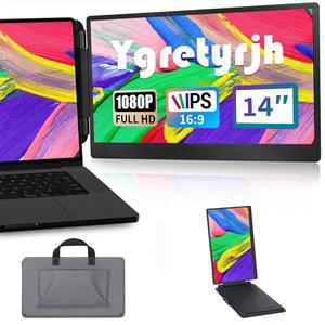 YGRETYRJH 노트북 화면 익스텐더, 14인치 FHD 1080P IPS 휴대용 모니터 스피커, 플러그 앤 플레이 HDMI /TYPE C WINDOWS, MAC, PHONE, PS4 /5, XBOX 호환용, SWITCH, 13대의 U201D 17 U201D 노트북과 호환됩니다