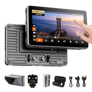 빌트록스 DC X3 2000 니츠 SDI 카메라 필드 모니터, 6인치 4K HDMI /3G 휴대용 터치스크린, 배터리 선쉐이드 후드가 장착된 DSLR 3D LUT 1920X1080 HD 포커스 피크 어시스트 비디오 모니터