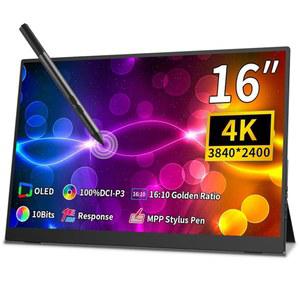마게독 16인치 4k OLED 터치스크린 휴대용 모니터, 3840 x 2400 100% P3 디스플레이 MPP 스타일러스 펜 u2002 노트북용 호환성 1MS 아이케어 PC Mac NUC 미니 PC, VESA 및 통합 스탠드