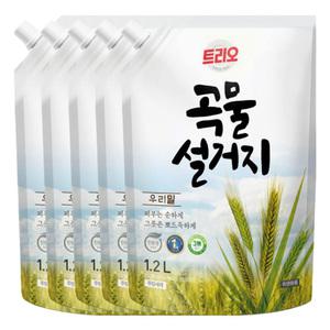 트리오 곡물설거지 우리밀 주방세제 리필 1.2L X 5개