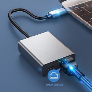 플러그 앤 플레이 USB-이더넷 네트워크 어댑터 휴대폰 태블릿용 PD 충전 지원 C타입-RJ45 인터넷 케이블 10