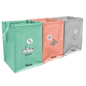 접이식 3단 분리수거함 세트 찍찍이 재활용 3종