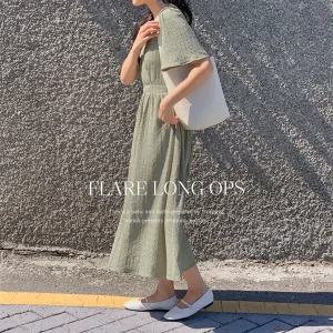 핫핑 [윙소매/팔뚝커버][MADE] 메르딘 브이넥 링클 랩 반팔 플레어 롱원피스