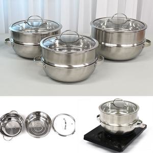 2단 인덕션 겸용 스텐 찜냄비 업소용 딤섬 만두 찜통 고구마 감자 호빵 찜솥 이유식찜기