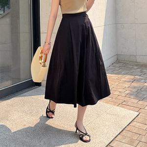[데일리앤] 프리마 바스락 여름 플레어 롱 스커트 A라인 핀턱 데일리 아노락 하이웨스트 치마