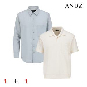 [롯데백화점]앤드지 앤드지[ANDZ] 1+1 25SS 캐주얼세미오버핏 카라티&남방 6종택2 (BZF2TT1104,WC1103)