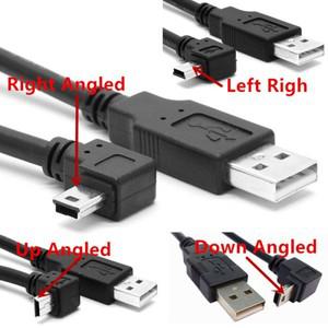 미니 USB B 타입 수 데이터 케이블 USB 2.0 수 왼쪽 각도 90 도 25cm 50cm