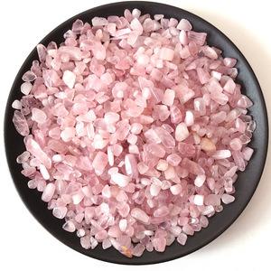 5-7mm 천연 핑크 로즈 쿼츠 크리스탈 자갈 돌 바위 칩 럭키 치유 석영 100g