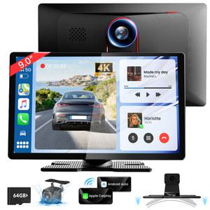 안드로이드 오토 동글 9인치 카플레이 4K 1080P 주차지원 GPS 내비게이션 원형카메라 Q5칩 64GB 메모리 모든 차량 호환